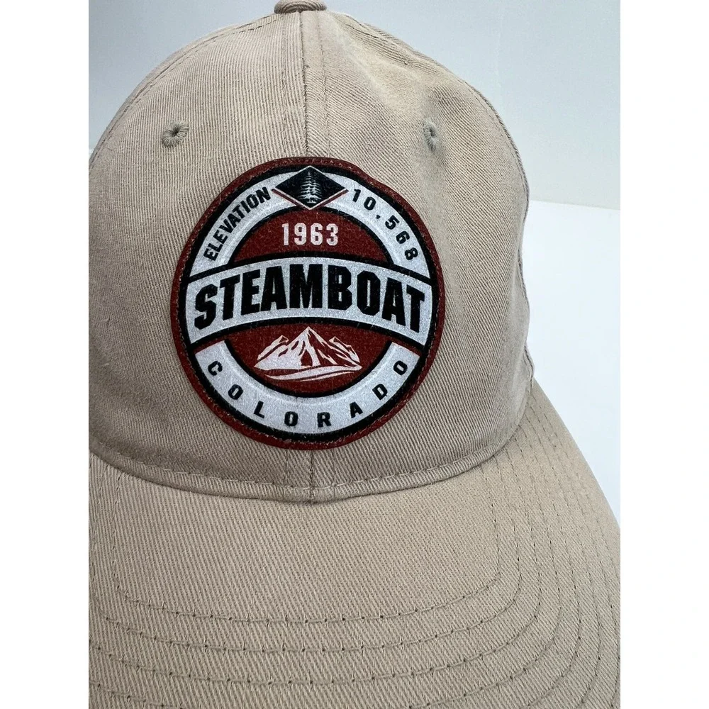Steamboat 1968 Colorado Hat Cap‎ Stretch Unisex Adult Beige Tan Elevation 10,568